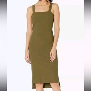 The Drop- Amelia Olive Green Sleeveless Midi Dress